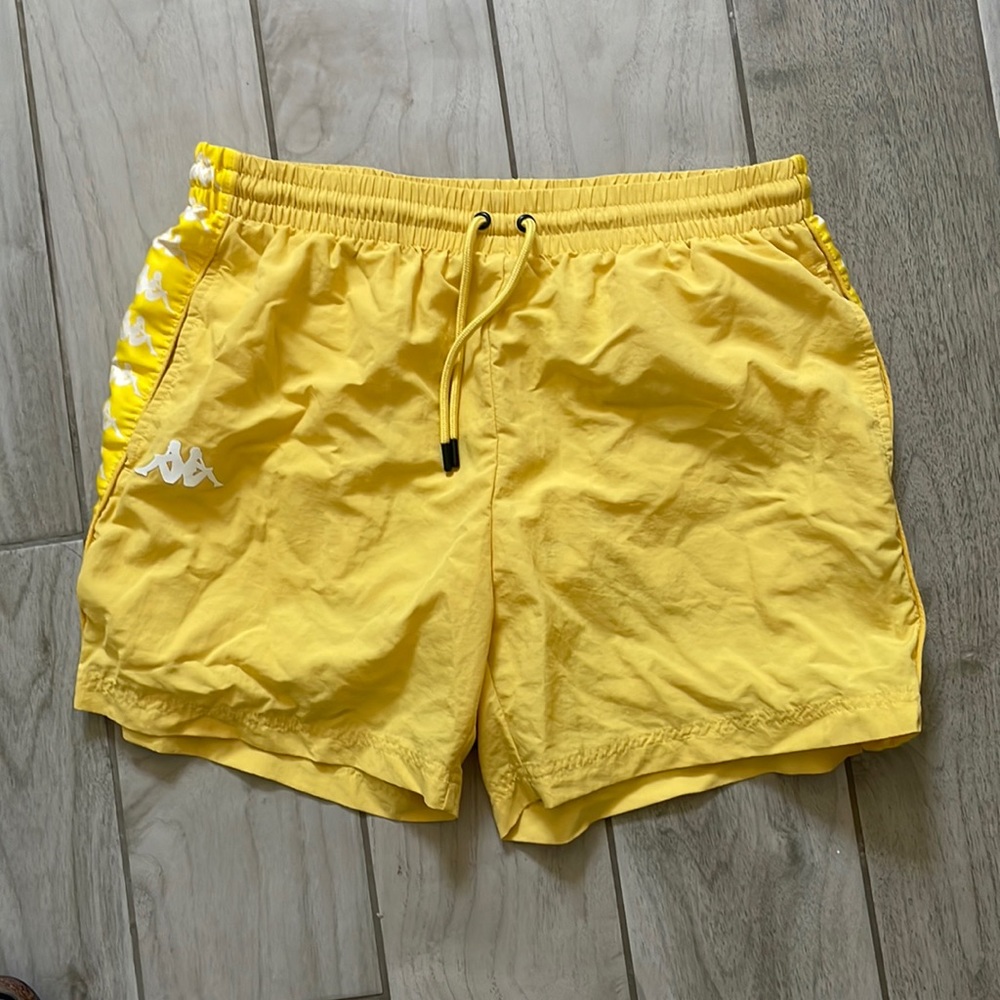 Kappa mens swim trunks bright yellow never been worn .